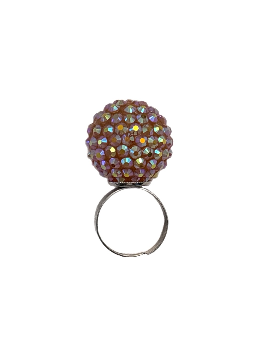 Dome Statement Ring in Iridescent Pink Vintage Adjustable